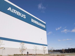 A Bombardier Airbus assembly plant is shown in Mirabel, Que., Friday, October 26, 2018.