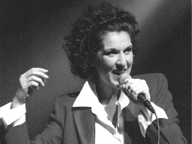 Céline Dion in a snappy mood during her Nov. 24, 1994, concert at the Forum.