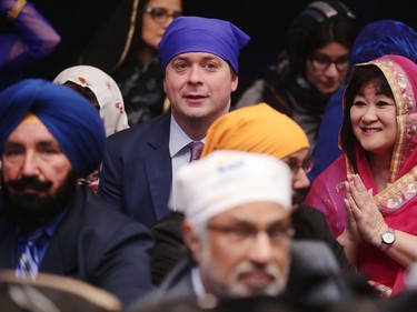 Conservative Leader Andrew Scheer waits to speak at the Khalsa Diwan Society Sikh Temple before the Vaisakhi parade, in Vancouver on Saturday April 13, 2019. Vaisakhi is a significant holiday on the Sikh calendar, commemorating the establishment of the Khalsa in 1699 and marking the beginning of the Punjabi harvest year.