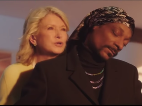 Martha Stewart and Snoop Dogg are seen in this screen shot from Us Weekly video about their cooking show.