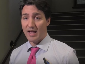 Prime Minister Justin Trudeau is seen in this screen shot from Canadian Press video.