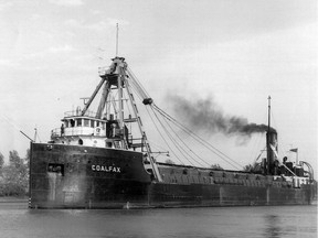 This photo provided by Ron Walsh shows the Coalfax, a self-unloading ship that used to purvey the former canal system on the St. Lawrence River prior to the opening of the Seaway.