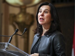 Mayor Valérie Plante answers questions relating to the Quebec governmant's proposed Bill 21 during a news conference at city hall on Friday April 12, 2019.