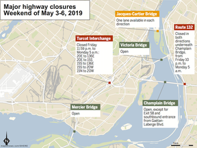 Weekend traffic closures for May 3-6, 2019.