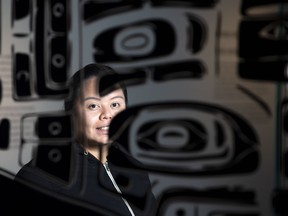 Kwiaahwah Jones,  curator, poses in the new exhibition at the McCord Museum  called Haida: Supernatural Stories in Montreal, April 25, 2019.