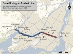 The Deux-Montagnes Exo line will be closed between Du Ruisseau station and Central Station starting in January 2020.