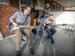The Bromantics — Chris Roe, left, Mark Williams, Paul Carmel and Jake Chadwick — are about to play their third consecutive edition of Porchfest N.D.G. "It’s like a street party," says Roe. "If you’re going to see one band, on the way there and the way back you’ll see three other bands.”