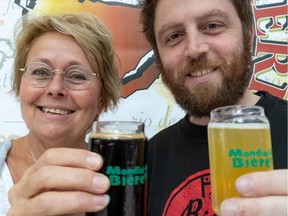 Mondial de la bière founder/president Jeannine Marois with judge Laurent Cicurel. This year's edition runs Wednesday to Saturday at Windsor Station.