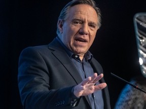 Premier Francois Legault wraps up two day meeting of the CAQ general council with a speech to the party rank and file at Hotel Plaza in Montreal on Sunday May 26, 2019. Dave Sidaway / Montreal Gazette ORG XMIT: 62578