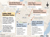 Quebec’s education minister has threatened to remove three schools (in red) from the English Montreal School Board if it does not find enough space for dozens of classrooms to give to the Commission scolaire de la Pointe-de-l’Île. The EMSB had offered space at the Galileo Adult Education Centre instead.