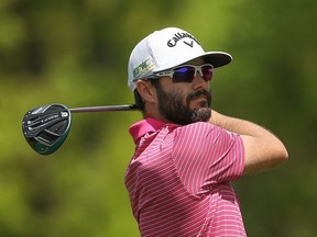 Adam Hadwin of Canada plays a shot from the sixth tee during the second round of the 2019 PGA Championship at the Bethpage Black course on Saturday, May 18, 2019, in Farmingdale, N.Y.