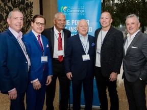 Event co-chair Michael Wagen, honourees Tony Loffreda and Felipe Alou, honorary chair Morden (Cookie) Lazarus, honouree Georges St-Pierre and co-chair Bram Naimer unite at the Cummings Jewish Centre for Seniors Foundation Sports Celebrity Breakfast.