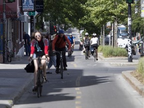 The bicycle path on Marie-Anne St.: "Improvements to cycling infrastructures can also help new cyclists to feel more secure and encourage more residents to commute via bicycle," Aryana Soliz writes.
