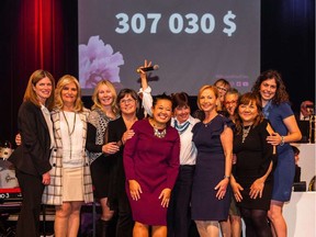 From left: Marianne Lemieux, Services for Women Committee member, Old Brewery Mission; Johanne Berry, event co-chair; committee members Nathalie Léveillé and Kim Nguyen, director of Development, Old Brewery Mission; Dominique Lambert, committee chair; Christiane Germain, event co-chair; committee members Andrea Wolff, Jill Martis, Phoudsady Vanny,  Caroline Phaneuf. Missing from photo: committee members Mia Dumont, Muriel Joly and Diane Juster.