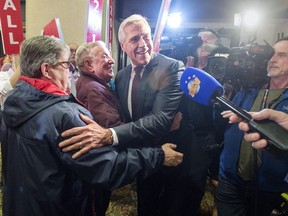 Premier Dwight Ball makes his way through the crowd after winning the provincial election in Corner Brook, Newfoundland and Labrador on Thursday, May 16, 2019.