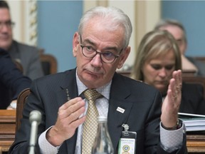 UPAC commissioner Robert Lafreniere appears at a legislature committee on public security, Tuesday, April 24, 2018 at the legislature in Quebec City.