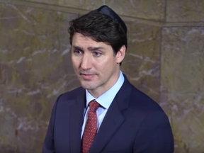 Prime Minister Justin Trudeau is seen in this screen shot from Canadian Press video.