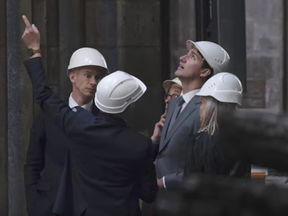Prime Minister Justin Trudeau is seen in this screen shot from Canadian Press video about his visit to Notre Dame Cathedral in Paris.