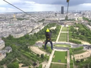 Screen shot from AP video about zip-ling from the Eiffel Tower.