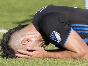 Montreal Impact's Saphir Taider reacts after missing a shot on goal against New York City FC during first half MLS soccer action in Montreal, Saturday, May 4, 2019.