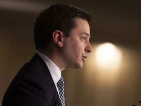 Quebec Immigration Minister Simon Jolin-Barrette speaks at a luncheon in Montreal, April 5, 2019.