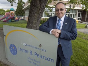 Lester B. Pearson School Board director general Michael Chechile outside the board's offices in Dorval, on Monday. He is retiring after serving four years as the top administer at the English school board, which covers the West Island and Off-Island areas.