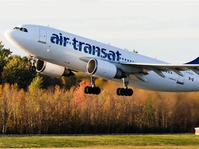 MONTREAL, QUEBEC; OCTOBER 7, 2010;  -- Air Transat flight takes off from Trudeau Airport in Montreal October 7, 2010.