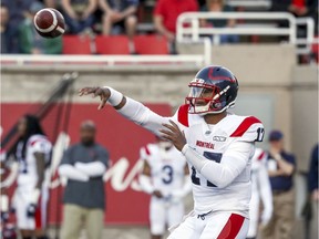 Alouettes quarterback Antonio Pipkin throws a pass during pre-season action at Molson Stadium last week. "I'm excited to be a part of this team again," he says.