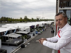 Canadian Grand Prix promoter François Dumontier looks out over the new paddock area at the Circuit Gilles-Villeneuve in Montreal on Wednesday, June 5, 2019.