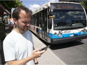 Sam Vermette, CEO of Transit, is seen next to the 51 bus stop at the corner of St-Laurent and St-Joseph on Friday, June 7, 2019