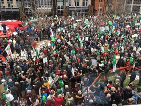 More than 5,000 m Members of the Assemblée de la francophonie de l'Ontario protested the policies of Doug Ford's Conservative government in Ottawa in December 2018.