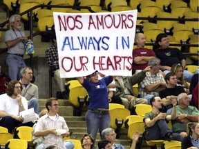 A die-hard Expos fan shows her support for the  team during a homestand at Olympic Stadium in 2004, the last season Montreal had a team.