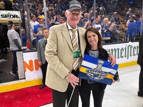 Larry Robinson and his wife, Jeannette, celebrate the St. Louis Blues' Stanley Cup victory on June 12, 2019.