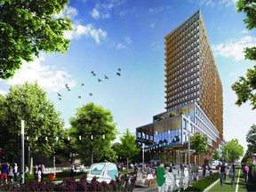 Image from winning project in Montreal's contest to design an ecological neighbourhood on a 9,000-square-metre municipal lot near the Lachine Canal and the Bonaventure Expressway. The winning project is called Demain Montréal (Tomorrow Montreal).