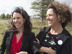 Mayor Valérie Plante, left, is seen with Sue Montgomery in this October 2017 file photo.
