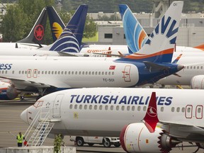 SEATTLE, WA - MAY 31: Boeing 737 MAX airplanes sit parked at a Boeing facility adjacent to King County International Airport, known as Boeing Field, on May 31, 2019 in Seattle, Washington.  Boeing 737 MAX airplanes have been grounded following two fatal crashes in which 346 passengers and crew were killed in October 2018 and March 2019.