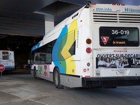 MONTREAL, QUE.: March 1, 2019 -- Buses come and go from the STM Stinson Street garage in Montreal, on Friday, March 1, 2019. (Allen McInnis / MONTREAL GAZETTE) ORG XMIT: 62202