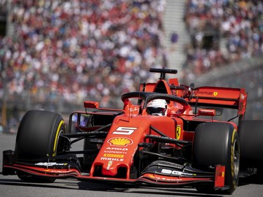 MONTREAL, QUE.: June 9, 2019 -- Scuderia Ferrari Mission Winnow driver Sebastian Vettel during the Canadian Grand Prix at the Circuit Gilles Villeneuve in Montreal, on Sunday, June 9, 2019.