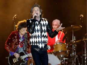 Ronnie Wood (L), Mick Jagger (C) and Charlie Watts (R) of the Rolling Stones perform as they resume their No Filter Tour North American Tour at the Soldier Field on June 21, 2019 in Chicago.