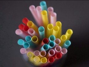 Plastic straws are pictured in North Vancouver, B.C. on Monday, June 4, 2018. The federal government will announce a plan Monday to ban harmful single-use plastics such as drinking straws as early as 2021.