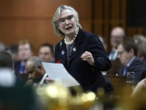 Minister of Crown-Indigenous Relations Carolyn Bennett rises during Question Period in the House of Commons on Parliament Hill in Ottawa. The federal government has signed historic self-government agreements with the Metis nations of Alberta, Ontario and Saskatchewan. The agreements affirm the Metis right of self-government and formally recognize the mandates of the Metis nations in the three provinces. HANDOUT