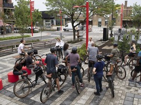 Cyclists at Place Shamrock