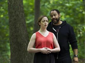 Samantha Bitonti and Matthew Kabwe star in Repercussion Theatre's Measure for Measure, staged this summer at various outdoor locations around Montreal.