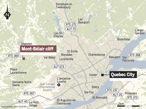 MAP: Mont-Bélair cliff fall