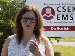 EMSB chairperson Angela Mancini speaks with the following court on Monday, July 8, 2019.