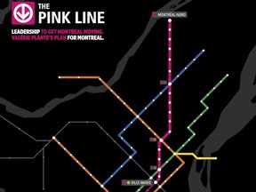 Proposed Pink Line by Projet Montréal.