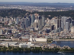 The skyline of Montreal is seen in an aerial view in Montreal on Thursday July 19, 2018.