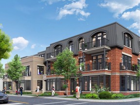 Artist's conception of the Le Charlebois condo project, a three-storey mixed residential and commercial space being proposed for the former site of the Pioneer bar in Pointe-Claire Village. (Koebra Development Corporation)