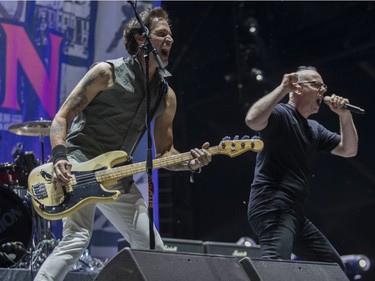 Bad Religion bassist Jay Bentley and vocalist Greg Graffin at the '77 Montréal punk festival at Parc Jean-Drapeau in Montreal Friday, July 26, 2019.