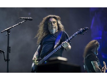 Singer/bassist Tom Araya of Slayer at the Heavy Montréal metal festival July 28, 2019.